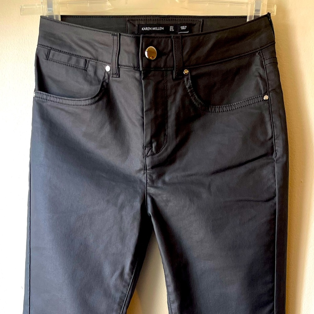 NWOT - Karen Millen leather look skinny stretch jeans / Women’s US 4